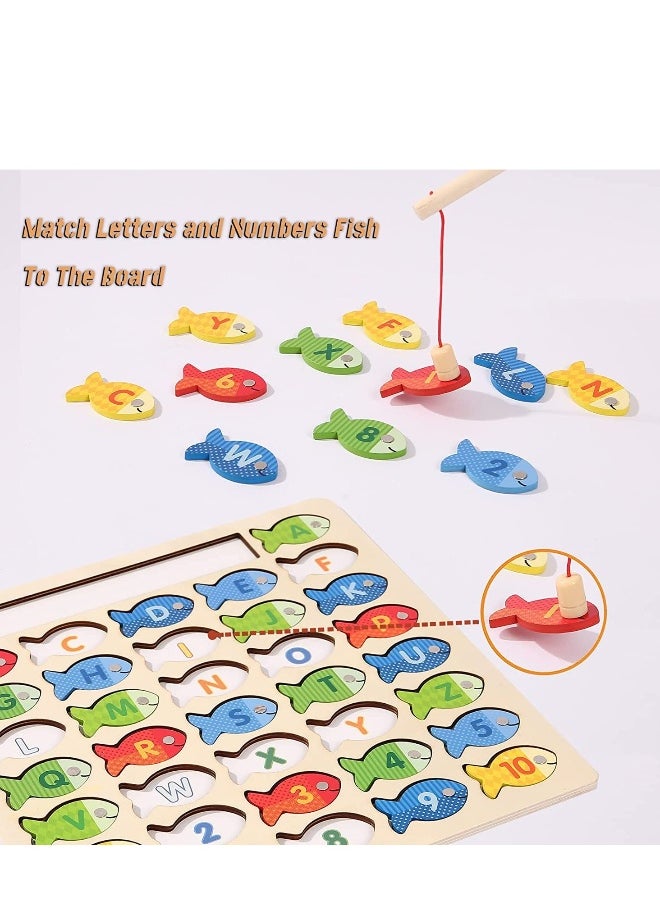 Generic Wooden Magnetic Fishing Game for Toddlers Montessori Fine Motor Skills Toy with Letters and Numbers Preschool Classroom Learning  - Image 5