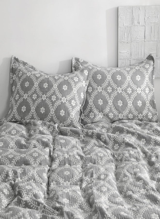 إن تي باي أغطية وسائد قطنية قياسية من NTBAY، أغطية وسائد قطنية ناعمة قابلة للتهوية بثلاث طبقات، مصبوغة بخيوط حرارية، عبوة من قطعتين، مقاس 20 × 26 بوصة، من قماش أكسفورد، بإغلاق ظرفي، لون رمادي مزخرف - Image 5