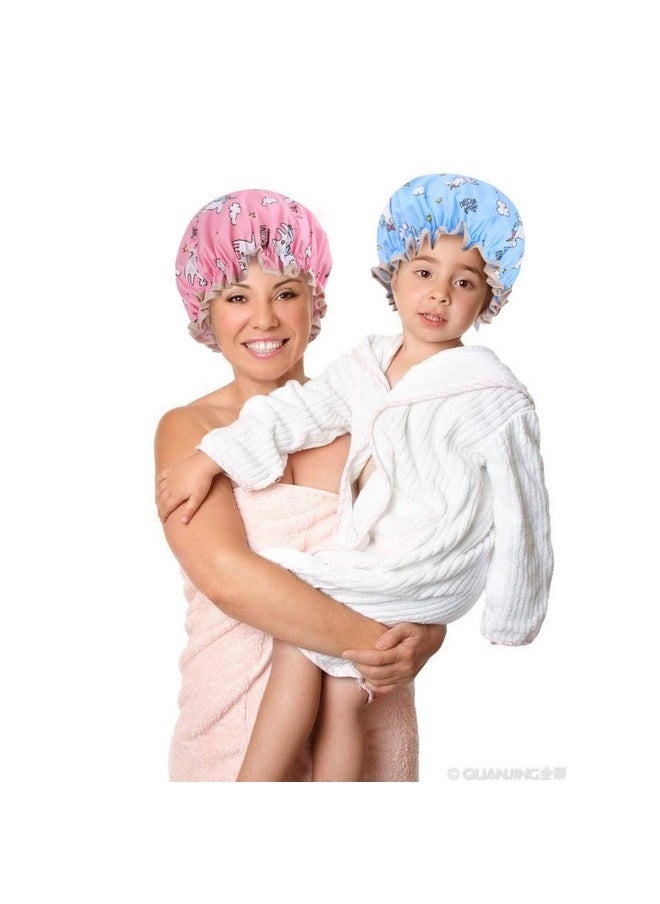 Tbestmax Unicorn Shower Caps For Long/Thick Hair, Cute Hair Cover For Women And Girl, Waterproof Bath Hat, Double Layer Bonnet  - Image 5