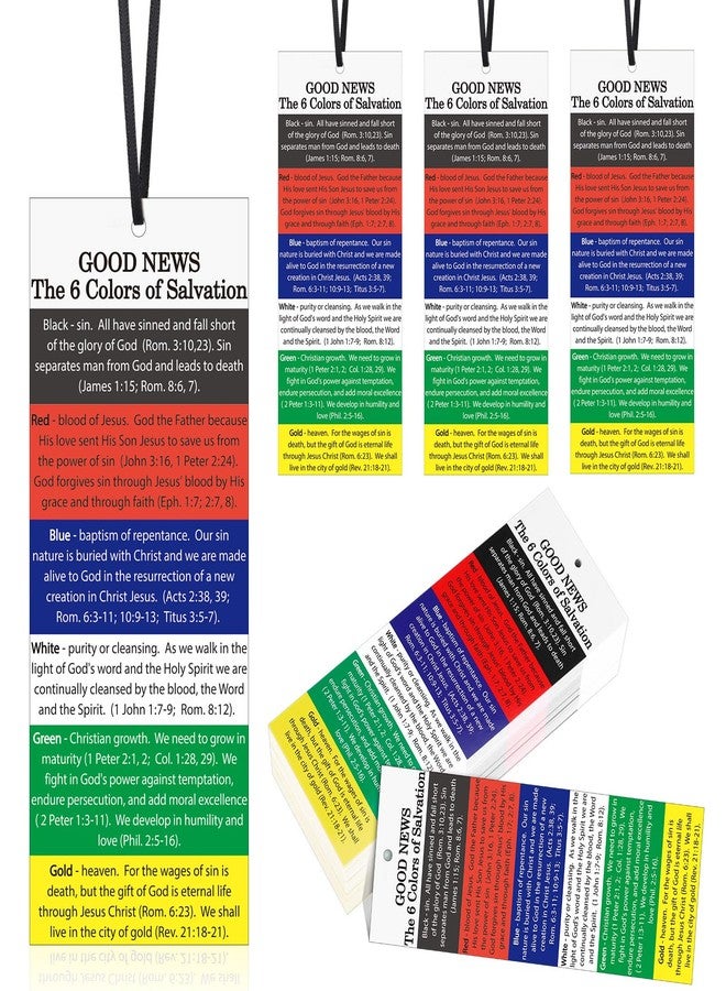 Chivertion 120 Pcs Gospel Tracts Plan of Salvation Bookmarks with Black Ribbon - 5.9 x 2.3 Inches Christian Religious Bible Roman Road to Salvation Tracts Book Marks for Prayer School Church Supplies - Image 1