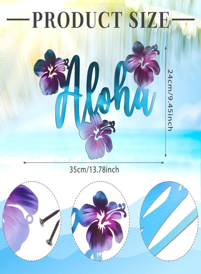 Tandefio Aloha Hibiscus Metal Wall Art - Tropical Wall Decor - Rustic Hibiscus Flower - Vintage Tropical Plant Plaque for Home, Bathroom, Bedroom, Kitchen, Office - Image 2