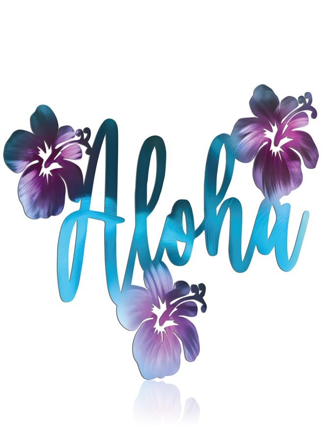 Tandefio Aloha Hibiscus Metal Wall Art - Tropical Wall Decor - Rustic Hibiscus Flower - Vintage Tropical Plant Plaque for Home, Bathroom, Bedroom, Kitchen, Office - Image 1