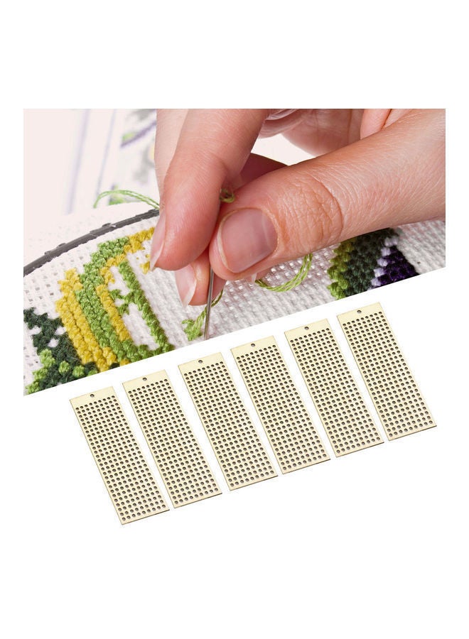 NIBEMINENT 6-Piece Wooden Bookmark With Colour Embroidery Threads Multicolour - Image 5