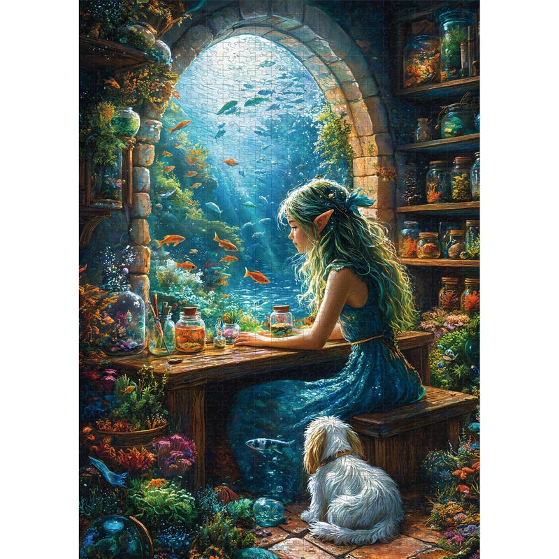 LAMPLIG Puzzles for Adults 1000 Pieces Ocean Sea Girl Fantasy Puzzle for Adults Hard Jigsaw Fairy Puzzles with Letters on Back 1000 Piece Adult Puzzle with Fish Coral for Gift 276 X 205 11 Poster - Image 3