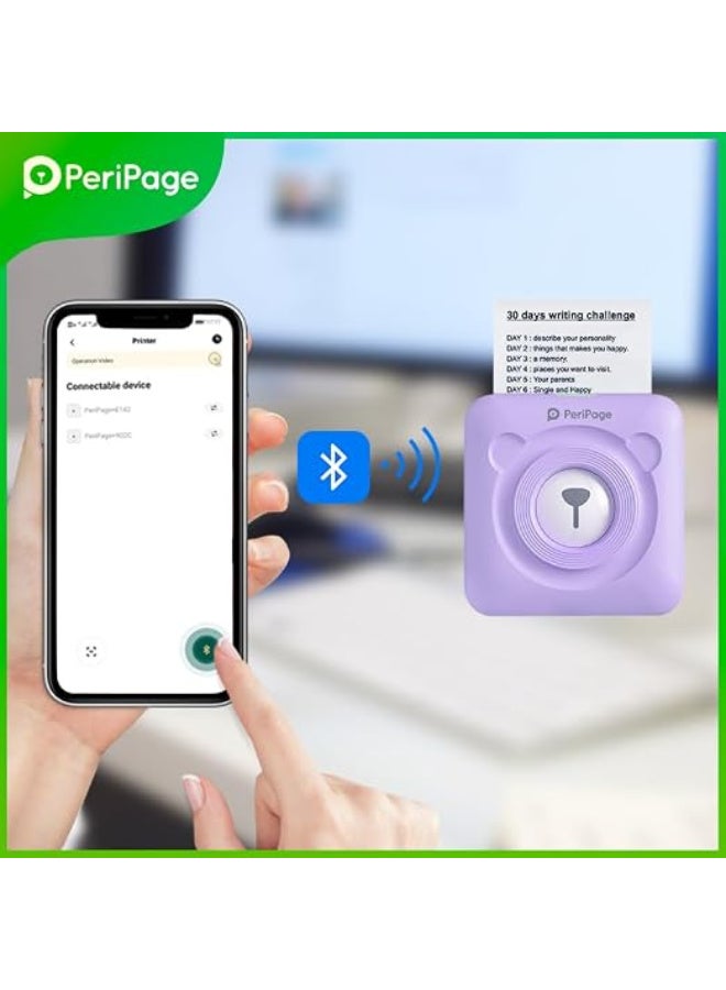 PeriPage A6 203dpi Sticker Printer - Mini Thermal Printer, A6 Sticker Maker Machine, Portable Bluetooth Pocket Phone Printer for Anatomy Flashcards, Journal, Notes, Kids Gift, Receipts, Purple - Image 3