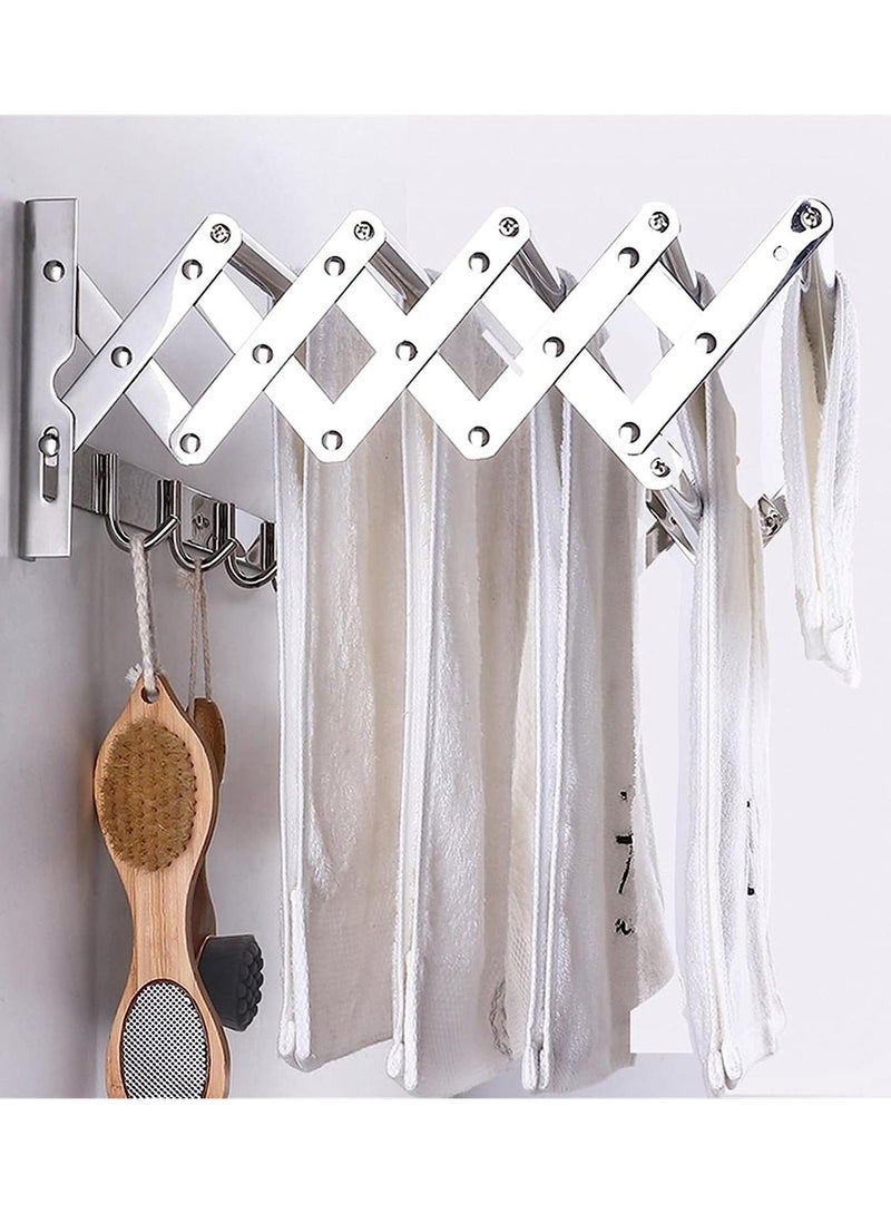 DubaiGallery حامل تجفيف الملابس/رفوف تجفيف الملابس المصنوعة من الفولاذ المقاوم للصدأ والمثبتة على الحائط للحمام/الشرفة/الداخل/الخارج/الشقق - Image 2