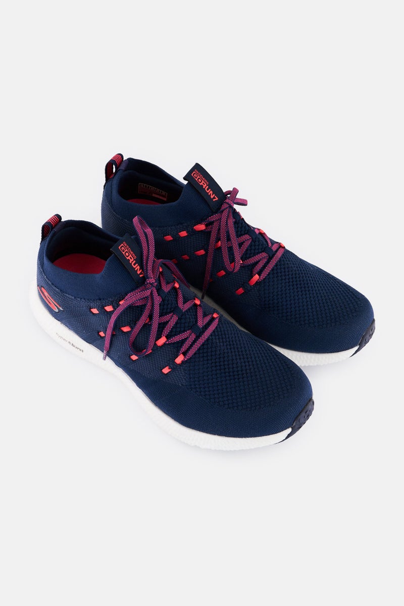 SKECHERS Women Go Run 7 Lace Up Training Shoes, Navy - Image 3