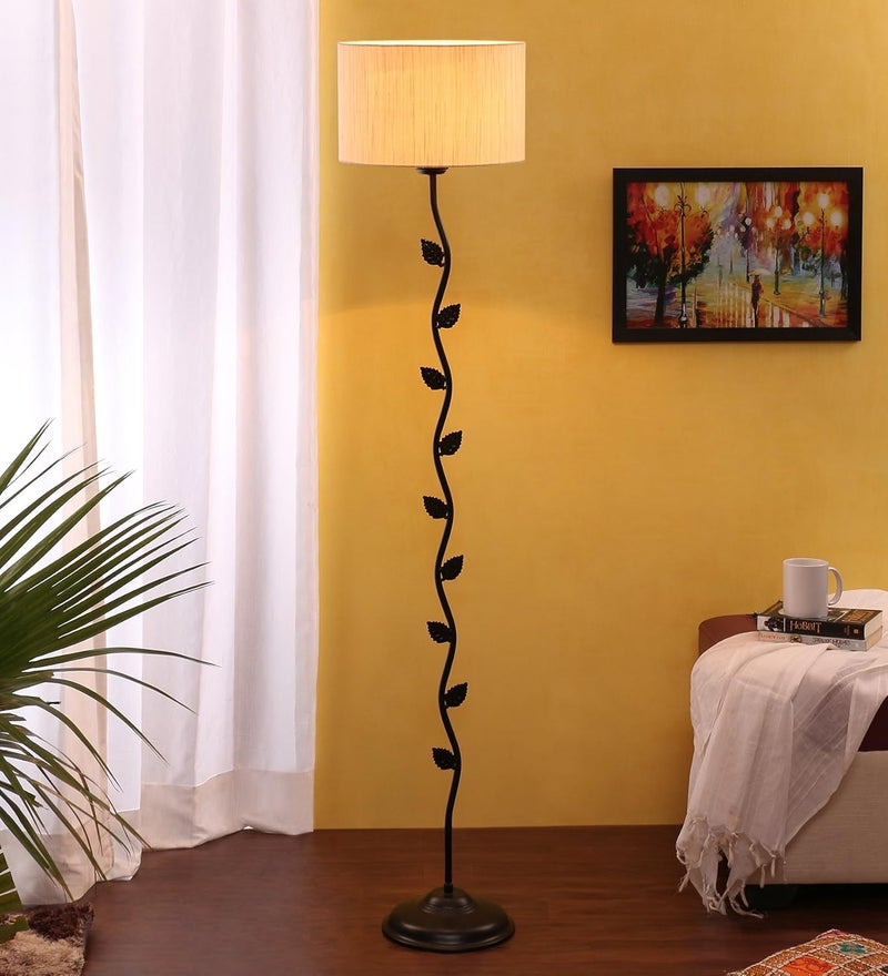 AMDHOME Metal Floor Lamp with Shade Base and Wire Connector Off White Pack of 1 lamp 1 Base 1 Wire Connector 1 Shade - Image 1