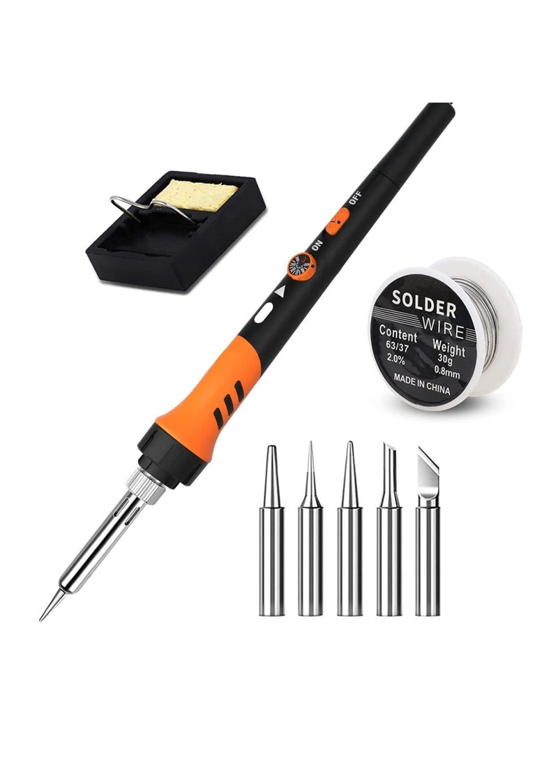 Generic Soldering Iron kit, Soldering Gun, 8-in-1 Solder Iron kit Tool, Adjustable Temperature from 200 to 450℃ with 5 Soldering Iron Tips, Solder Wire, Soldering Iron Stand Soldering Repair Electronics  - Image 1