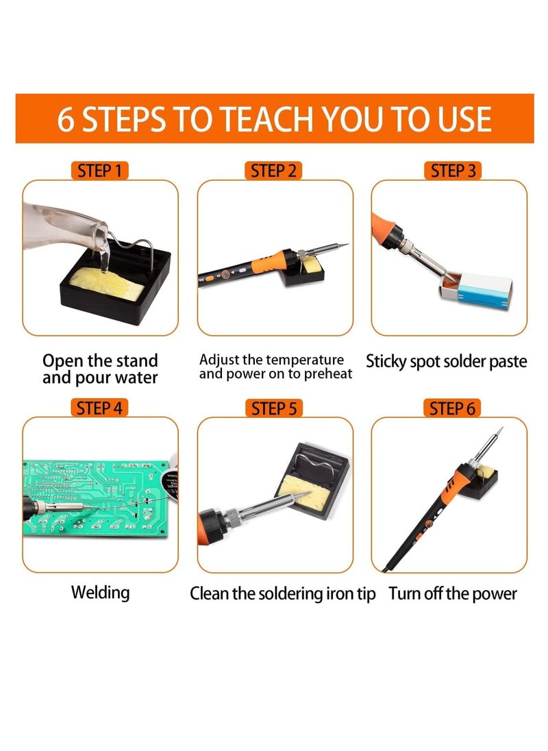 Soldering Iron kit, Soldering Gun, 8-in-1 Solder Iron kit Tool, Adjustable Temperature from 200 to 450℃ with 5 Soldering Iron Tips, Solder Wire, Soldering Iron Stand Soldering Repair Electronics - pzsku/Z1000BCA1B60E9E0FCD47Z/45/_/1738686214/06991e2e-df1d-4780-a032-9306095b7103