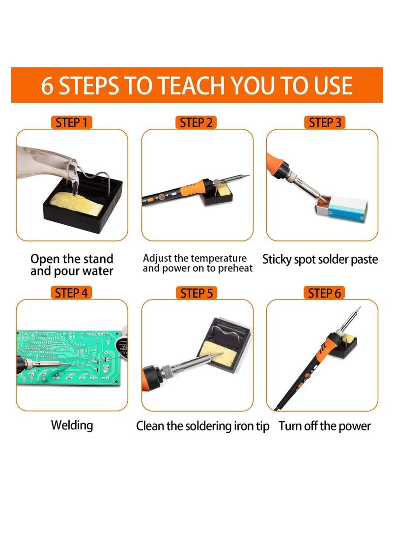 Generic Soldering Iron kit, Soldering Gun, 8-in-1 Solder Iron kit Tool, Adjustable Temperature from 200 to 450℃ with 5 Soldering Iron Tips, Solder Wire, Soldering Iron Stand Soldering Repair Electronics  - Image 5