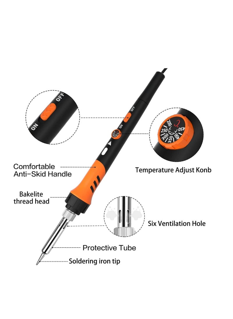 Generic Soldering Iron kit, Soldering Gun, 8-in-1 Solder Iron kit Tool, Adjustable Temperature from 200 to 450℃ with 5 Soldering Iron Tips, Solder Wire, Soldering Iron Stand Soldering Repair Electronics  - Image 4