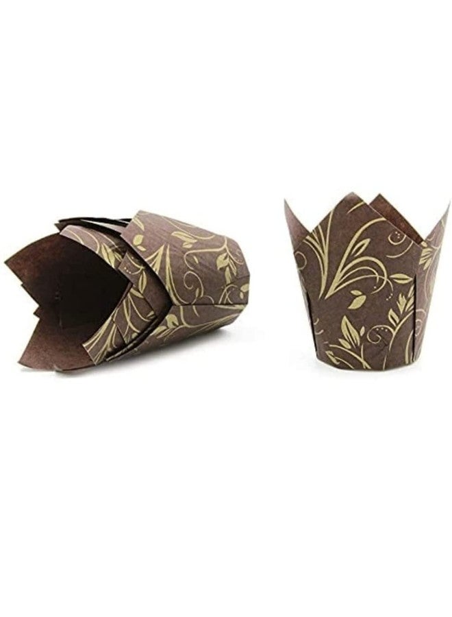 Bakerelation Tulip Cupcake Liner Paper Baking Cups - Brown and Gold Medium Size, Pack of 100 - Image 2