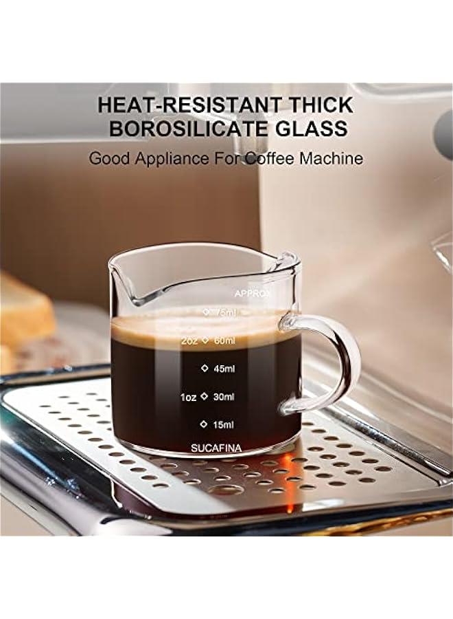 Espresso Cup with Handle, Double Spout Glass Measuring Cup with Dual Scale, Espresso Shot Glass with V-Shaped Mouth, Clear Glass Milk Frothing Pitcher, Espresso Accessories, Milk Cup 2.5 OZ - Image 5