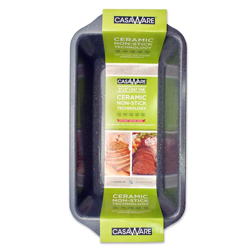 casaWare Loaf Pan 9 x 5Inch Ceramic Coated NonStick Silver Granite