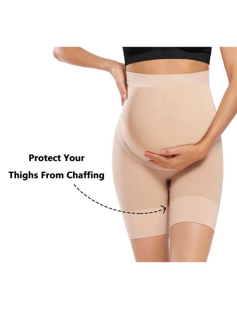 Peauty Maternity Shapewear Underwear for Under Dresses Belly Bands Pregnant Women Pregnancy Belly Band Pregnancy Shapewear Shorts Summer Maternity Dress Clothes Baby Shower Photoshoot (Nude L) - Image 4