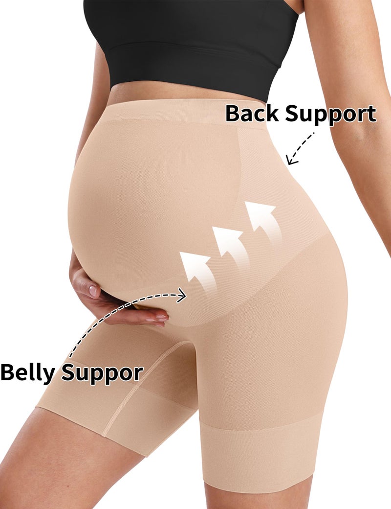 Peauty Maternity Shapewear Underwear for Under Dresses Belly Bands Pregnant Women Pregnancy Belly Band Pregnancy Shapewear Shorts Summer Maternity Dress Clothes Baby Shower Photoshoot (Nude L) - Image 3