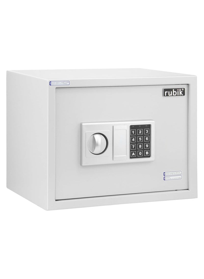Rubik Safe Box, Large A4 Documents Size Safety Locker with Digital Keypad and Key Lock for Cash Jewelry Passports Home Office (Size 30x38x30cm) White - Image 1