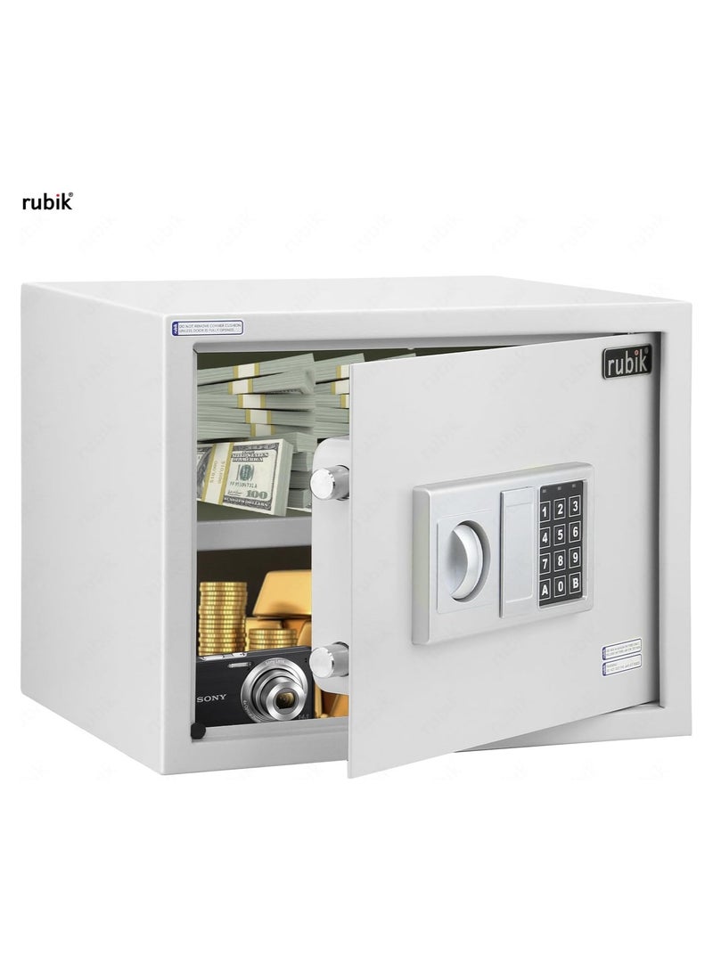Rubik Safe Box, Large A4 Documents Size Safety Locker with Digital Keypad and Key Lock for Cash Jewelry Passports Home Office (Size 30x38x30cm) White - Image 4