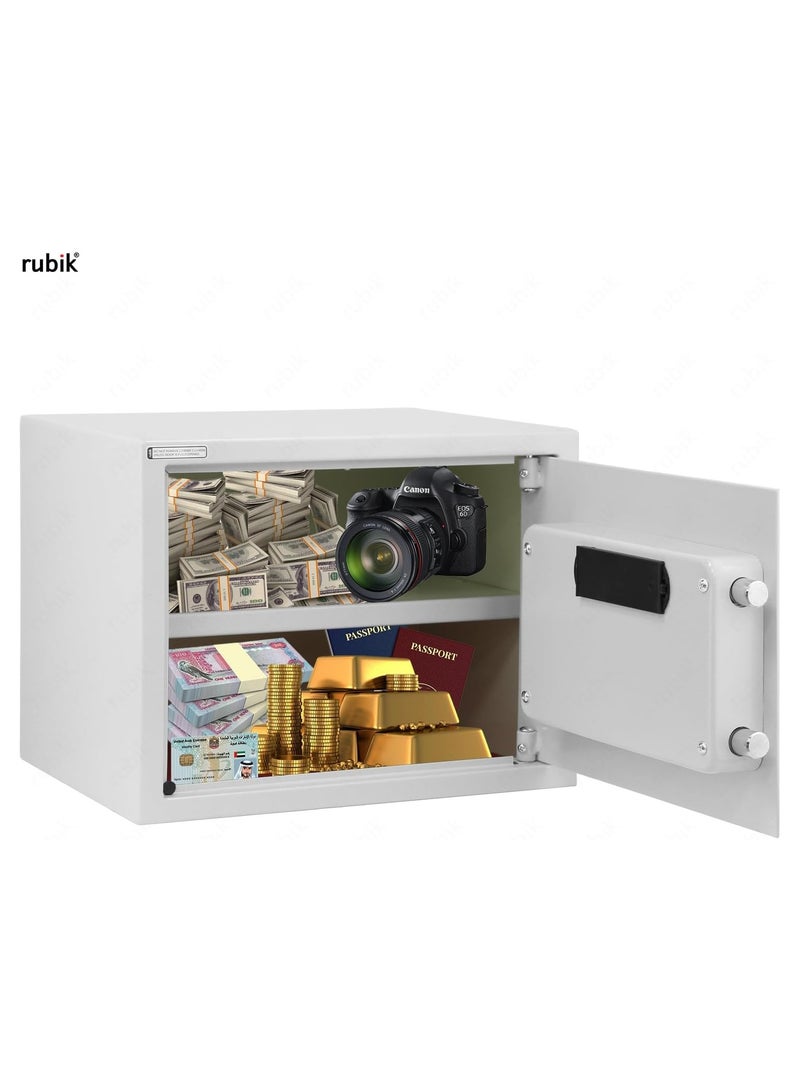 Rubik Safe Box, Large A4 Documents Size Safety Locker with Digital Keypad and Key Lock for Cash Jewelry Passports Home Office (Size 30x38x30cm) White - Image 5