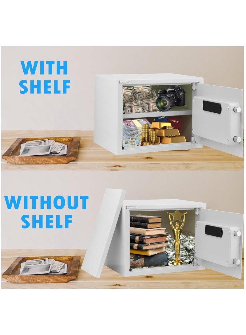 Rubik Safe Box, Large A4 Documents Size Safety Locker with Digital Keypad and Key Lock for Cash Jewelry Passports Home Office (Size 30x38x30cm) White - Image 2