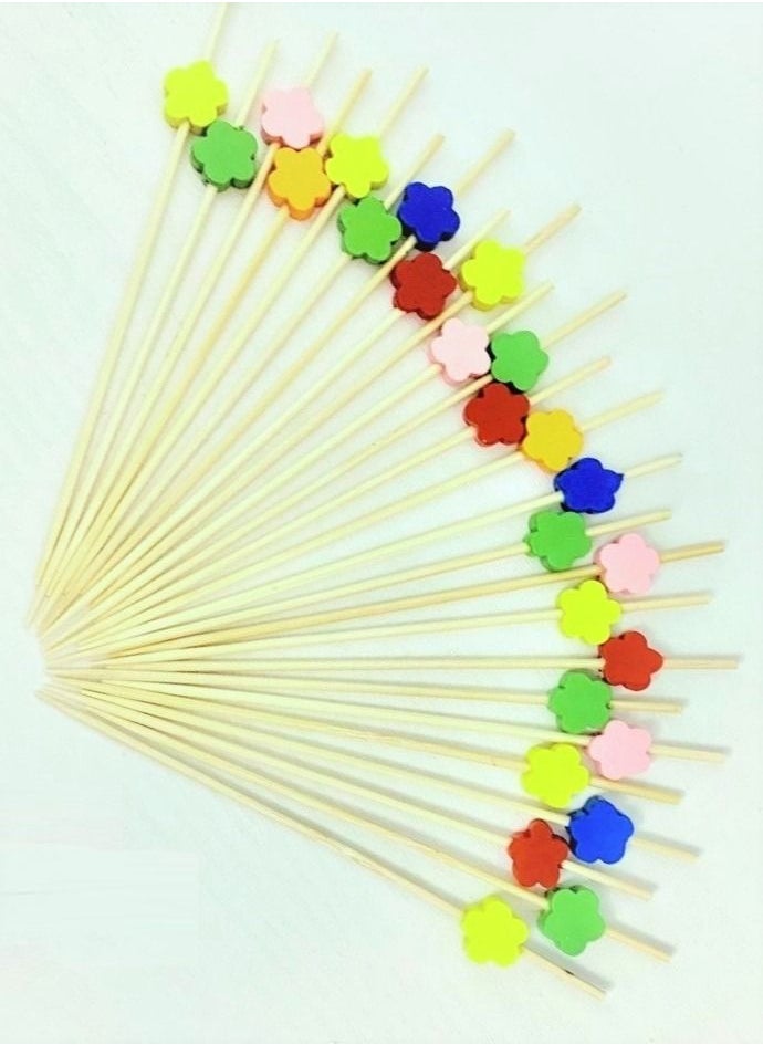 Boxwoods 100Pcs Handmade Cocktail Wooden Decorative Tooth Picks Multicolor For Ramadan Eid And Birthday Party  - Image 1
