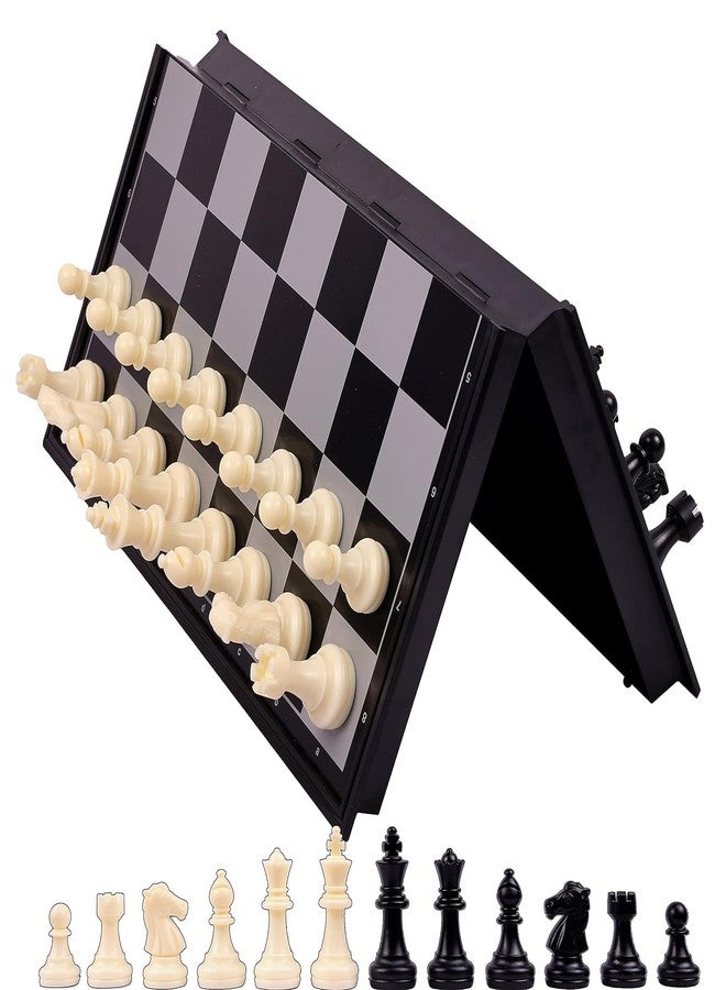 Zusaca Magnetic Chess Board Game Set with Folding Travel Portable Case Travel Chess Game Premium Classic Black & Ivory Color Pieces for Kids and Adults - 1 Pcs. - Image 1