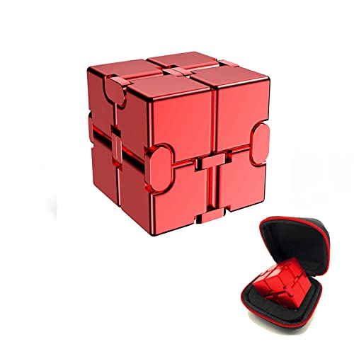 FUFUYOU Fidget Blocks Toys Infinity Cube Anxiety Stress Relief Toy for Adults Gifts Aluminum Alloy Material RED - Image 1