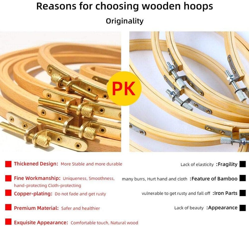 guofa 2 Pack 5 Inch Wood Embroidery Hoops for Craft and Sewing - Image 2