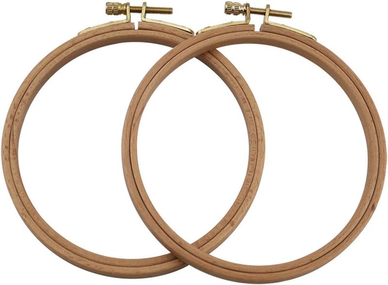 guofa 2 Pack 5 Inch Wood Embroidery Hoops for Craft and Sewing - Image 1