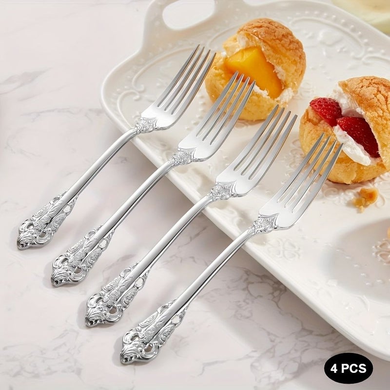 Set Of 4 Silvery Elegant Dinner Forks 8 Inch 18 10 Stainless Steel Mirror Polished - Image 1