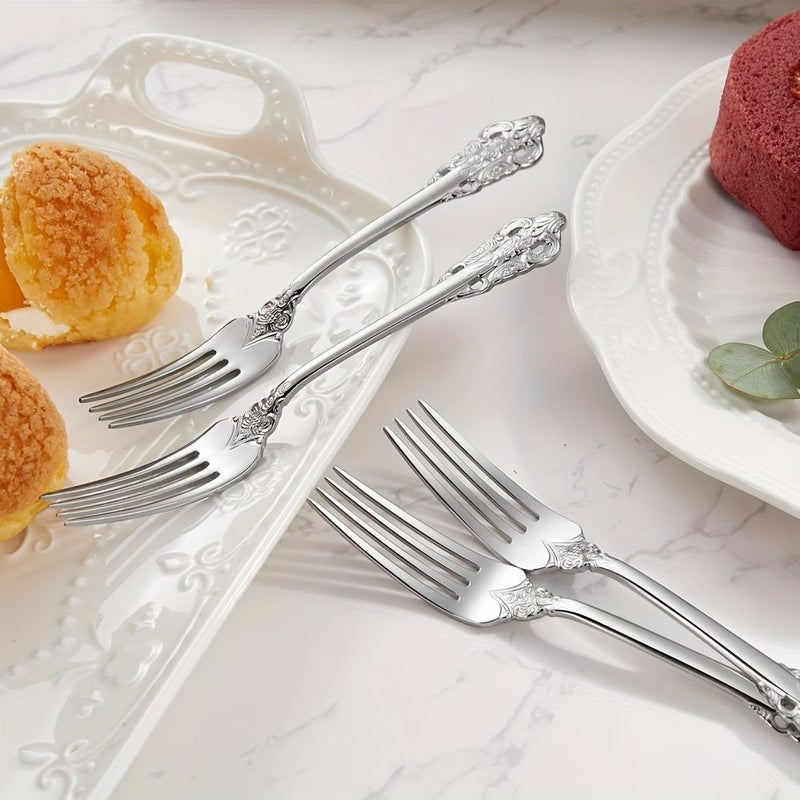Set Of 4 Silvery Elegant Dinner Forks 8 Inch 18 10 Stainless Steel Mirror Polished - Image 4