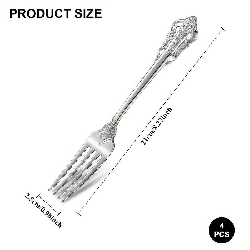 Set Of 4 Silvery Elegant Dinner Forks 8 Inch 18 10 Stainless Steel Mirror Polished - Image 5