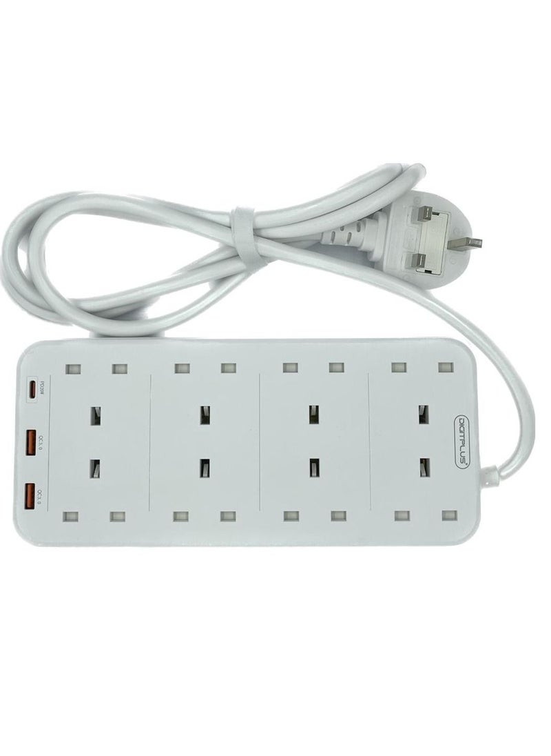 ديجيتبلس توصيلة كهربائية 11in1 مع 2 منافذ USB شحن سريع و منفذ USB-C PD بسرعة 20W و 8 منافذ طاقة تيار متردد  - Image 3