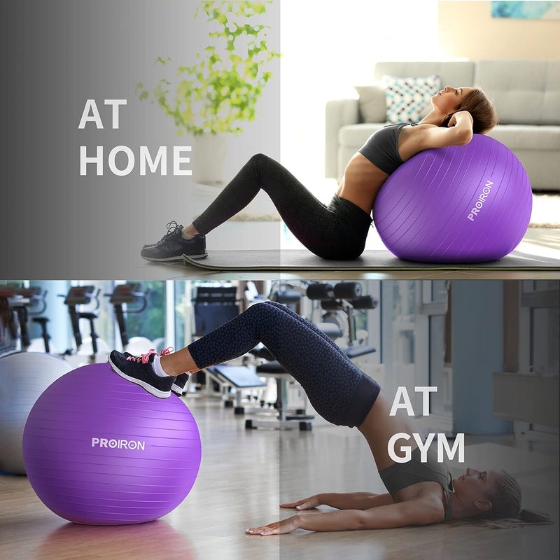 PROIRON Yoga Ball Anti-Burst Exercise Ball Chair with Quick Pump Slip Resistant Gym Ball Supports 500KG Balance Ball for Pilates Yoga Birthing Pregnancy Stability Gym Workout Training - Image 5