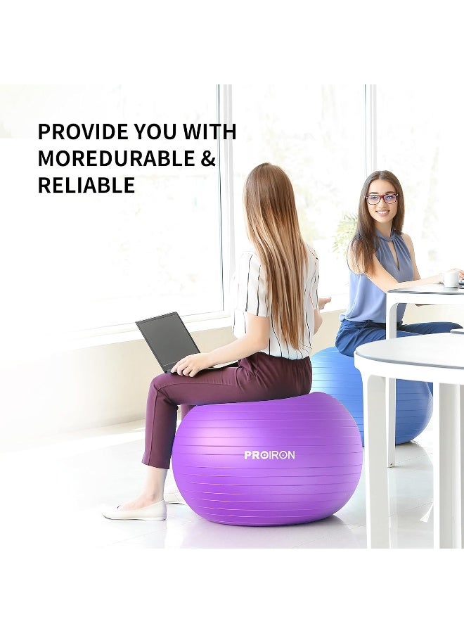 PROIRON Yoga Ball Anti-Burst Exercise Ball Chair with Quick Pump Slip Resistant Gym Ball Supports 500KG Balance Ball for Pilates Yoga Birthing Pregnancy Stability Gym Workout Training - Image 4
