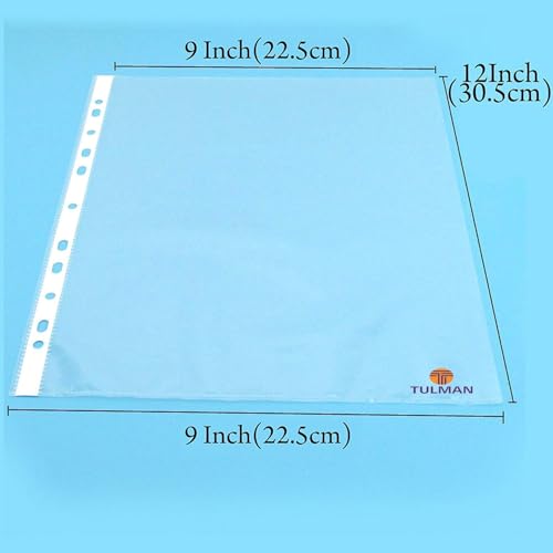 TULMAN A4 Size Transparent Document Sleeves, 25 Pcs, Heavy Duty Clear Sheet Protectors, 150 Microns, Plastic Leaf, Waterproof, 11-Hole Punched for Ring Binders & Files, Office & School Use - Image 2