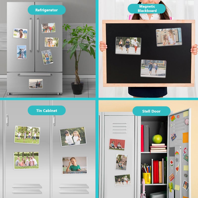 Sloworld Magnetic Picture Frame  15 Pack Magnetic Photo Frames for Refrigerator 4""x6"" Magnetic Frame Reusable  Refrigerator Magnets Picture Frames for Locker/ Whiteboard/ Office Cabinet/ Fridge (White 15 Pack) - Image 3