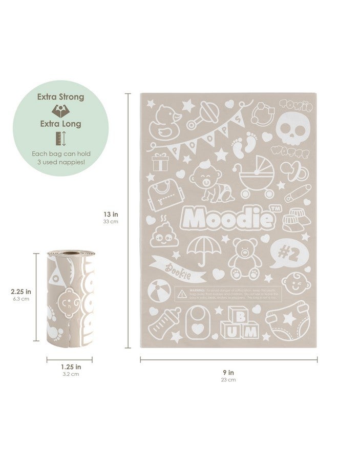 moodie NEW Moodie Disposable Diaper Bags Dispenser COMBO PACK | 105 VANILLA SCENTED Baby Poop Bags TOTAL | Dirty Diaper Trash Bags | Diaper Bags Disposable (VANILLA DREAM) - Image 4