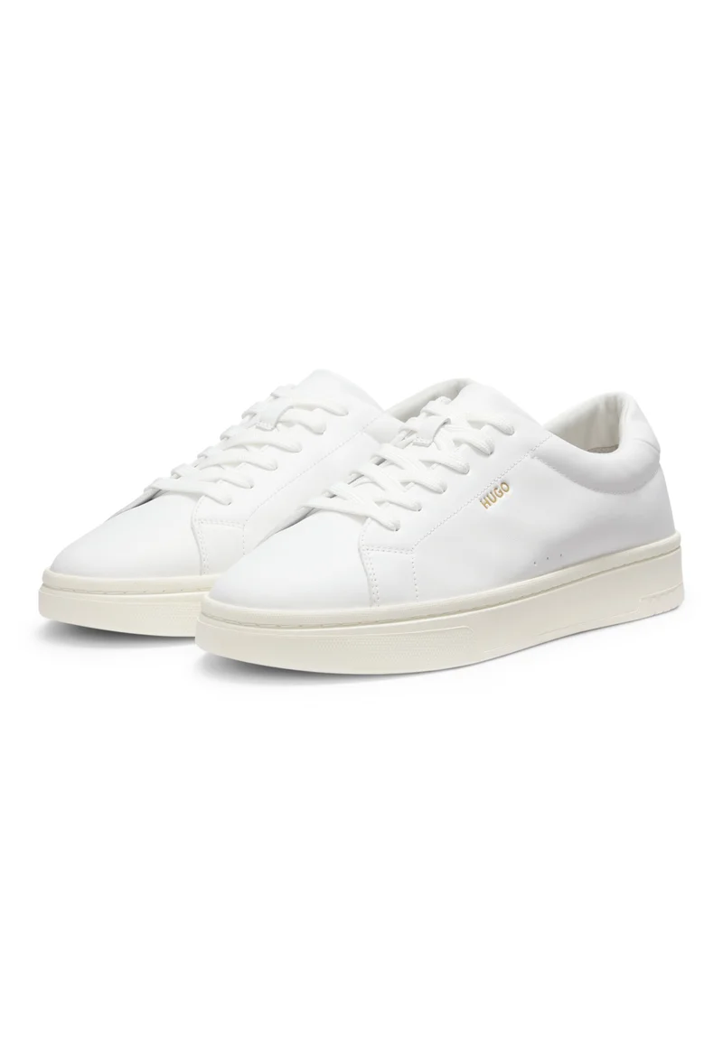 HUGO Nappa-leather trainers with gold-tone logo
