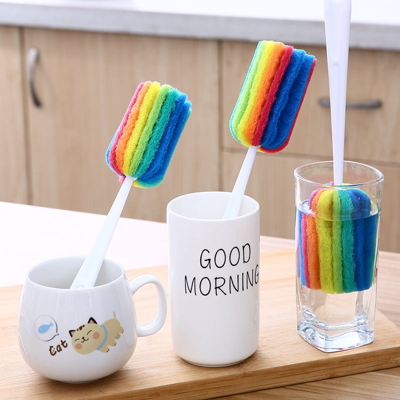 Rainbow Long Handle Bottle Brush for Cups, Baby Bottles, Thermos - Image 2