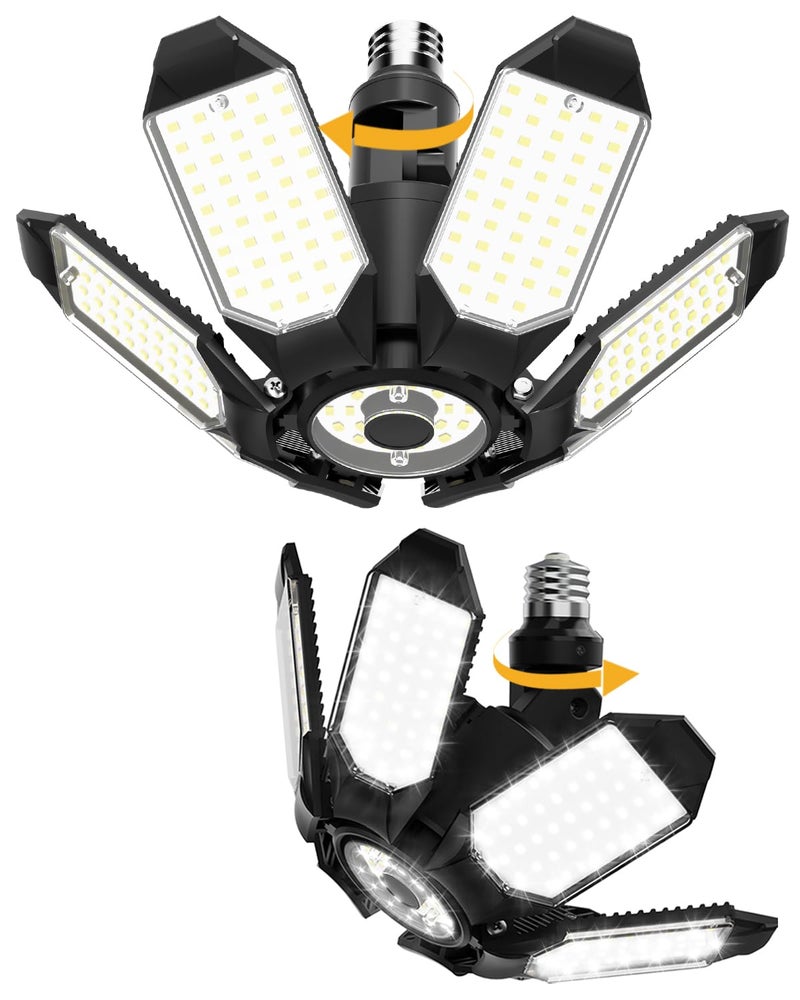 Adiding LED Garage Light Rotatable 2 Pack, Bright Basement Shop Ceiling Bay Lighting Fixture w/ 6 Adjustable Panels Screw in E26 E27 Bulb Base for Attic, Shed, Warehouse, Home Gym, Utility, Workshop - Image 1