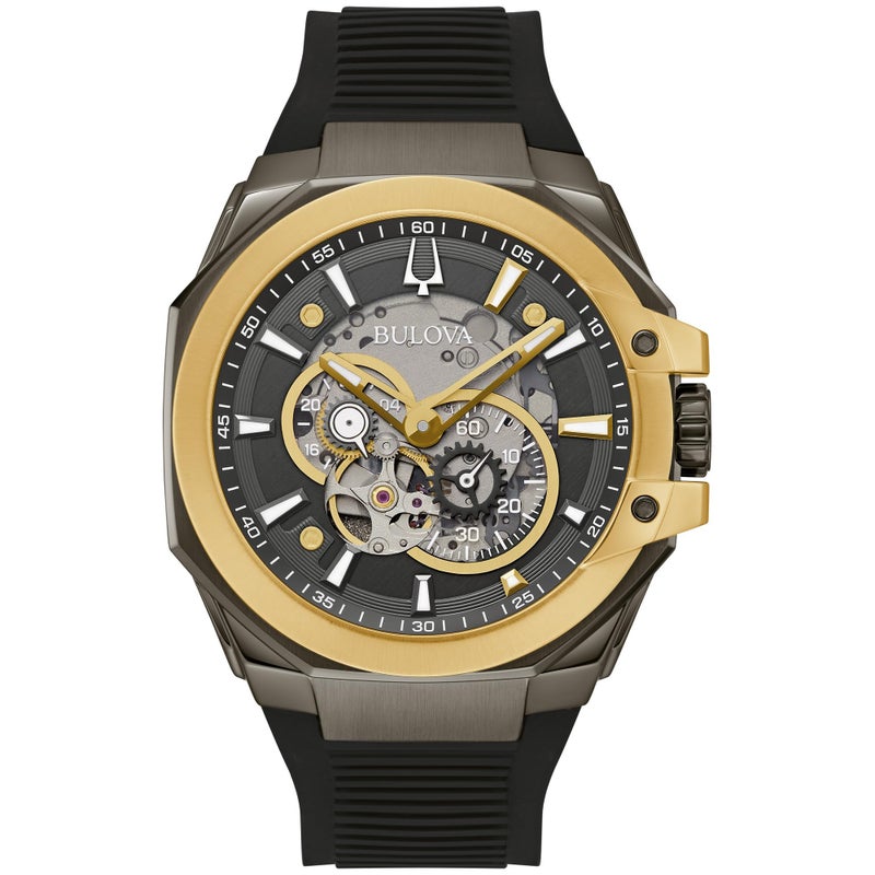 Bulova Mens Automatic Performance Maquina Watch Black Silicone Strap Gray Heartbeat Skeleton Dial 42 Hour Power Reserve Style98A310 - Image 2