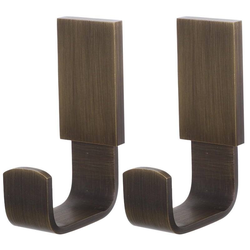 Vintage Brass L Shaped Wall Mounted Coat Hanger Hooks Set Of 2 For Towel Rack Storage - Image 2