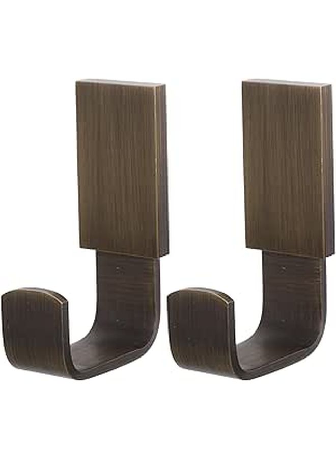 Vintage Brass L Shaped Wall Mounted Coat Hanger Hooks Set Of 2 For Towel Rack Storage - Image 1