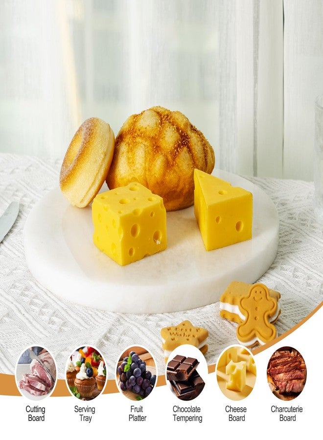 BCS Natural Round Marble Charcuterie and Cutting Boards for Kitchen, 10" Marble Cheese Pastry Board Stone Slab for baking, Pastries, Bread, Chocolate, Candy (Namib Fantasy) - Image 4