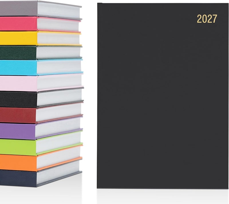 evelay 2025 A4 A5 Day to Page Diary Full Year Planner Desk Hardback Academic Organiser for Home Office School (A5 Page a Day, Black) - Image 1