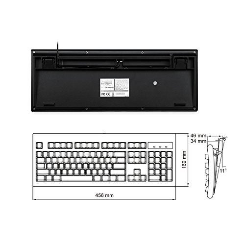 Perixx Periboard-106, Wired Performance Full Size Keyboard, Curve Ergonomic Keys, Black, US English Layout (11204) - Image 4