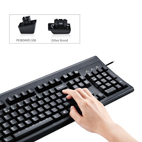 Perixx Periboard-106, Wired Performance Full Size Keyboard, Curve Ergonomic Keys, Black, US English Layout (11204) - Image 2