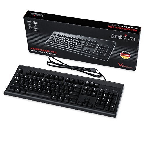 Perixx Periboard-106, Wired Performance Full Size Keyboard, Curve Ergonomic Keys, Black, US English Layout (11204) - Image 5